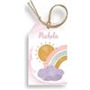 FERDINANDO FAMA' FAMÀ - Tag Bigliettini Bomboniere Personalizzati Arcobaleno Rosa - Cartoncini Personalizzabili per Nascita e Battesimo 50pz