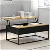 IDMarket - Tavolino rettangolare con piano sollevabile BOSTON 100 cm nero design industriale piano in legno