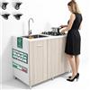 Shally Dogan Sottolavello Cucina 120 x 60 x 85 cm completo di Piano Cottura a 4 Fuochi e Lavello in Acciaio Zincato 50 x 40 cm a sinistra, Rubinetteria Completa con Fontana e Accessori Inclusa (Olmo)