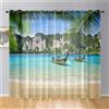 Odot Tende Semi Trasparenti per Interni, Motivo Onde Oceano 3D Tenda Voile con Occhielli 2 Pezzi Tenda Filtranti Finestra Tende Camera da Letto Moderna (140x244cm,Vista Montagne)