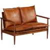 vidaXL Divano a 2 Posti in Vera Pelle con Legno di Acacia Marrone Arreddo Sofa