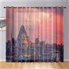 Odot Tende in Voile per Interni Semi Trasparenti 2 Pezzi con Stampata Architettonico Città 3D, Tenda con Occhielli per Finestre Soggiorno Cucina Camera da Letto Balcone (107x160cm,Istanbul)