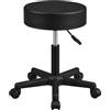 Soberine Sgabello con Ruote, Sgabello Rotondo Regolabile in Altezza 46-61,5 cm, Sedia Girevole da Trucco, Salone, Ufficio, Studio (Nero)