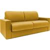 Totò Piccinni Divano Letto Ribaltone Matrimoniale Imbottito con Braccioli, Materasso 14cm, L194cm x P93cm x H67cm (Tessuto Giallo Mostarda)