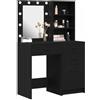 vidaXL Tavolo da Trucco 2 pcs Nero 50 x 41 x 135 cm Legno multistrato, Tolette Moderna Rettangolare, Con Cassetti, Organizer LED, Funzionale Stazione Trucco Per Camera