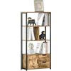 HOMCOM Mobile Libreria Stile Industriale, 58x24x122cm, Nero Legno | 3 Ripiani, Armadietto e 2 Cassetti, in Truciolato e Metallo