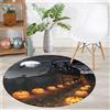 Chickwin Halloween Tappeto Rotondo Antiscivolo, Motivo Zucca Tappeti Salotto Pelo Corto Moderno Tappeto Morbido per Decorativo Soggiorno Cucina Camera da Letto (Diametro 100cm,Chiaro di Luna)