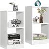 GYMAX Set di 2 Librerie a Cubo da Terra, 2 Livelli, con Piedini Protettivi e Dispositivo Antiribaltamento, Armadio di Dischi in Vinile per Soggiorno, Camera da Letto e Studio, Bianco