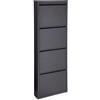 Decor Space Scarpiera Slim in metallo con ante basculanti porta scarpe salvaspazio da interno ed esterno Made in Italy (Nero, 4 Ante)