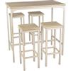 yelloo - Set tavolo Alto e spazioso con 4 sgabelli bar per Cucina, tavolo da cucina, adatto da interno o esterno solo sotto gazebo tenda terrazza (RICCIONE 110x66 cm Beige)