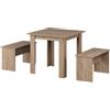 Vicco Set di tavoli da pranzo Sentio, Sonoma, 80 x 80 cm con 2 panche, salvaspazio per zona pranzo e angolo colazione