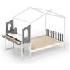 LIFEZEAL Struttura Letto con Scrivania con 2 Cassetti per Adulti e Bambini, Letto a Casetta con Contenitore, 200x140cm, Gambe in Legno Massello, Rete, Telaio, Base, Piattaforma, Cameretta, Dormitorio