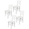 t m c s Tommychairs - Set 4 sedie modello Cross per cucina bar e sala da pranzo, robusta struttura in legno di faggio verniciato laccato bianco e seduta in legno