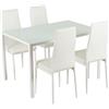 IlGruppone Set Sedie e Tavolo da Pranzo con Ripiano in Vetro Temperato e Sedia Imbottite in Similpelle Nera Design Moderno, 4 o 6 Posti Ideale per Cucina o Soggiorno - Bianco - 4 Posti