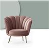 Liberoshopping Poltrona sedia in velluto schienale a conchiglia e gambe in metallo TALIA (Cipria)
