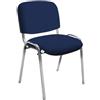 IDEALSEDIE DI GALIZIA MICHELE IDEALSEDIE - Sedia Scrivania Senza Rotelle con Telaio Cromato, Sedia Ufficio Senza Ruote Comoda, Impilabile, Sedie per Sala d'Attesa, Sala Riunioni, Conferenze (Tessuto, Blu Lucido)