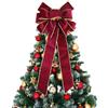 Asudaro Fiocchi Natalizi in Velluto Rosso per La Decorazione Dell'Albero di Natale Nastro con Fiocco per Albero di Natale Ornamenti con Nodo A Fiocco Grande 60 Cm per Finestre, Scale, Feste