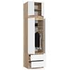 Generic BDW - Armadio con scaffale superiore, 4 ante, 2 cassetti, per la camera da letto, il soggiorno, il corridoio, 234 x 60 x 51 cm, (rovere Sonoma/bianco)