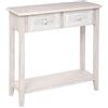 ATMOSPHERA CREATEUR D'INTERIEUR Atmosphera - Tavolino consolle Hina, legno sbiancato - L 80 x P 30 x H 80 cm - 2 cassetti intagliati, 1 ripiano - Mobile contenitore per ingresso e soggiorno