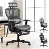 ALFORDSON Sedia Ufficio Ergonomica con Supporto Lombare Regolabile, Sedia da Scrivania con Poggiapiedi, Poltrona Computer con Braccioli Regolabili 3D, Inclinazione Regolabile 90-150°(Grigia)