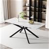 VIEKOS Tavolo da pranzo allungabile automaticamente, tavolo da pranzo per il tempo libero, tavolo da caffè 150/180 x 70 x 76 cm, design sacro, struttura in marmo, bianco e nero