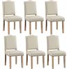 Yaheetech Set 4 Sedie da Pranzo Imbottite in Tessuto con Gambe in Legno | Beige, Design Classico Elegante, Gambe in Legno, Schienale Ergonomico, Ideali per Cucina e Soggiorno, Comfort Quotidiano