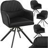 tectake® Set di 4 Sedie Girevoli in Velluto, Sedie Sala da Pranzo con Imbottitura, Sedie Moderne con Braccioli e Gambe in Acciaio, Ideali per Sala da Pranzo, Ufficio o Salotto - Nero/Nero