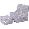 Ready Steady Bed Poltrona a sacco per bambini, con poggiapiedi, poltrona morbida, comoda e sicura per la stanza dei giochi, design ergonomico, mobile comodo per bambini (stelle cadenti)