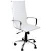 CRIBEL Akka Poltrona Presidenziale da Ufficio in Ecopelle Bianca con Braccioli Cromati, Altezza Regolabile e Design Moderno per Studio Professionale o Home Office, 55 x 61,5 x 107,5 cm