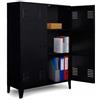 IDMarket - Armadio basso a 2 ante in metallo nero, design industriale ESTER