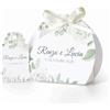 FERDINANDO FAMA' FAMÀ - Scatoline Portaconfetti Matrimonio Semicerchio Rose Bianche - Bomboniera Personalizzabile in Cartoncino Pregiato - 24 Scatoline + 24 Tag