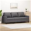 Bladez Divano 3 posti grigio 180 cm ecopelle - Moderno divano soggiorno con piedini in metallo, durevole e facile da pulire, ideale per casa, ufficio o camera degli ospiti