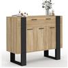 IDMarket - Credenza PHOENIX 100 cm con 3 ante e 1 cassetto, legno e nero