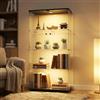 Zorvani - Vetrinetta in vetro con LED, armadio per collezioni con 2 porte e 4 ripiani, vetrinetta a piantana con serratura per oggetti da collezione, libri, vino, per ufficio, soggiorno, 164x80x36,5