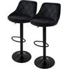 ML DESIGN modern living ML-Design Set di 2 Sgabelli da Bar Rivestimento in Velluto Nero Sgabello da Bancone Regolabile in Altezza 62-82 cm Girevole a 360° Sedie Alte Sedia da Bistrot con Schienale e Poggiapiedi