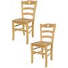 t m c s Tommychairs - Set 2 sedie modello Cuore per cucina bar e sala da pranzo, robusta struttura in legno di faggio color naturale e seduta in legno