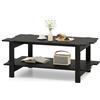 RELAX4LIFE Tavolino da Caffè a 2 Ripiani, Tavolino in Legno da Salotto, Tavolino Rettangolare da Divano, con 4 Gambe Resistenti e Cuscinetti Protettivi, Facile da Pulire, 115 x 59 x 46cm (Nero)