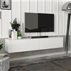 [en.casa] Mobile TV da Parete con 2 Ante a Ribalta Mensola Porta TV 135 x 31 x 25 cm Armadietto Pensile da Soggiorno Camera da Letto - Bianco