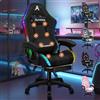 ALFORDSON Sedia Gaming Massaggiante con Luci LED,Poltrona Scrivania con Poggiapiedi,Sedia Ergonomica Gamer per Ufficio Domestico,Schienale Regolabile 90-150°,Portata 180KG, Tessuto(Nera)