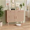 CXHLXYR Armadio da cucina con 2 cassetti e 2 ante, credenza sala da pranzo, mobile portaoggetti in vimini per camera da letto, cucina, sala da pranzo, 100 x 35 x 80 cm (2 porte, colore del legno)