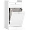 LIFEZEAL Cesto Biancheria Sporca a 1 Scomparto, Bianco, con Sacco Rimovibile, Cassetto, Piano Portaoggetti, Mobile Portabiancheria, Cestino Estraibile, per Lavanderia, Bagno, 40,5x40x80cm