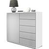 Vladon Madia Ben V2, mobile con 1 anta e 5 cassetti, bianco opaco/grigio chiaro satinato (79 x 74 x 36 cm)