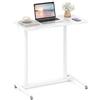 COSTWAY Scrivania Regolabile in Altezza a Forma di C, Scrivania con Ruote Bloccabili e Struttura in Metallo, Tvolo Portatile per Laptop e per Spazi Ridotti (Bianco)