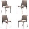 Liberoshopping Sedia impilabile in polipropilene moderna per interni ed esterni giardino bar cucina modello Volga (Tortora 4 Sedie)
