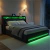 KSFASHZ Letto baule 160 x 200 con LED e USB, letto imbottito 160 x 200 con contenitore (grigio, 140 x 190 cm)