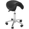 physa wellness & lifestyle physa Sgabello da Lavoro (Altezza 50-64 cm, Supporto Acciaio, Imbottitura Ecopelle, Nero) Ergonomico Sgabello Parrucchiere con Rotelle