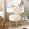 Ckaff Poltrona da Trucco in Velluto Imbottita Schienale e Gambe in Metallo per Camera da Letto, Salotto, Soggiorno, Cucina, Studio - Beige