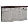 Vicentini arreda CREDENZA MADIA BUFFET IN LEGNO SHABBY CHIC 3 ANTE MOD MARTINI BICOLORE BIANCA ANTICATO E NOCE