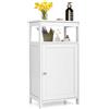 GIANTEX Armadietto a Terra per Bagno, Mobiletto Compatto a 4 Ripiani, Anta Magnetica con Maniglia, con Piedini Antiscivolo, Portata di 25 kg, 45x30x84 cm, Bianco/Grigio