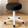 XUEGW Sgabello rotondo con ruote, altezza regolabile, rivestimento in pelle PU Sgabello girevole da disegno SPA Sgabelli da salone Sedia da ufficio piccola (Nero,Confezione da 1)